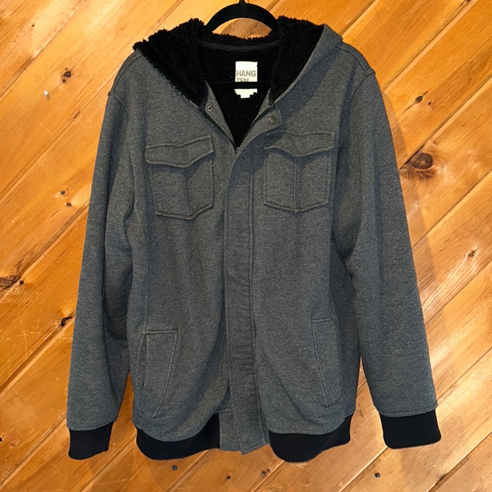 Mens hang ten fleece lined winter zip up coat